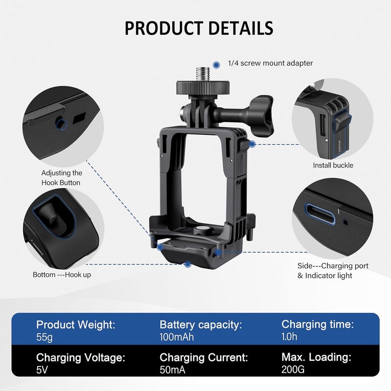 Fly Drone نظام إسقاط الطائرات بدون طيار Avata 2، إصدار إسقاط للـ DJI Avata 2، محول حامل ثلاثي القوائم 2 في 1 للـ DJI Osmo Action 5 Pro/Action 4 / للـ GoPro HERO12/ للـ Insta360، ملحقات Avata 2 - Image 5